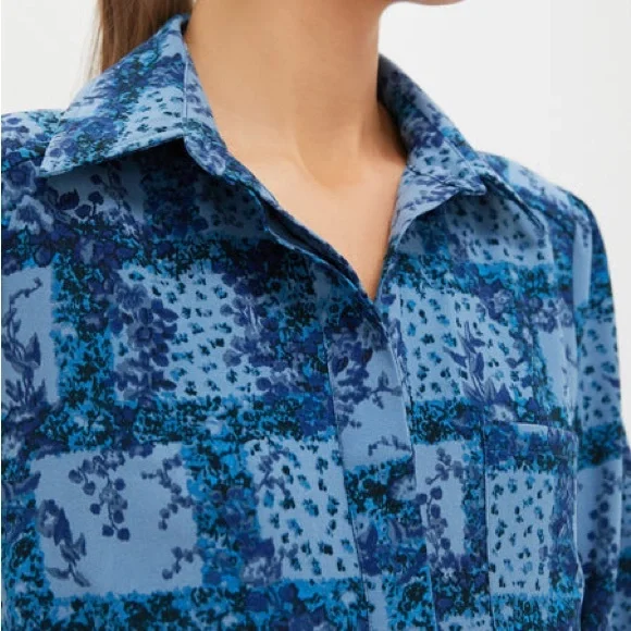 TUCKERNUCK Trellis Vine Crepe Callahan Shirt Dress With Pockets Size XS - Picture 13 of 14